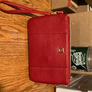 Lodis red leather clutch
